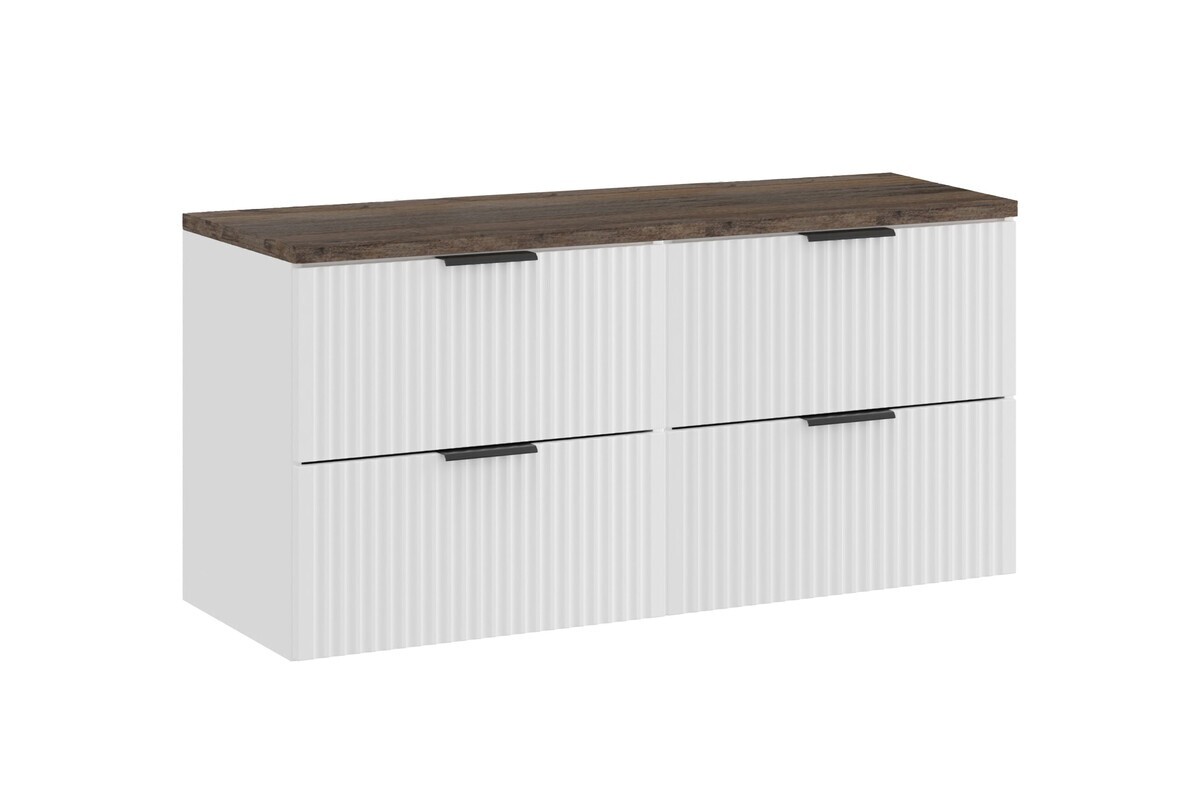 Závěsná skříňka pod umyvadlo Casad s deskou 120 cm bílá/dub santafe vintage
