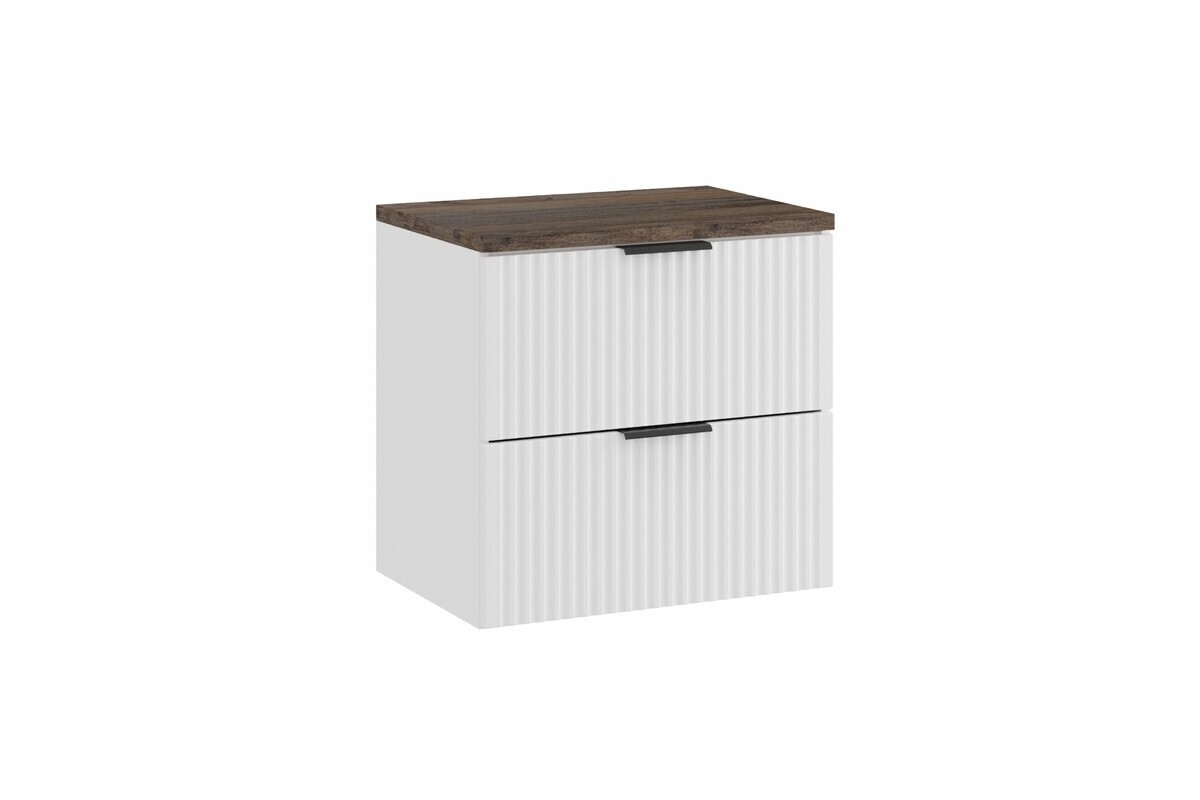 Závěsná skříňka pod umyvadlo Casad s deskou 60 cm bílá/dub santa fe vintage