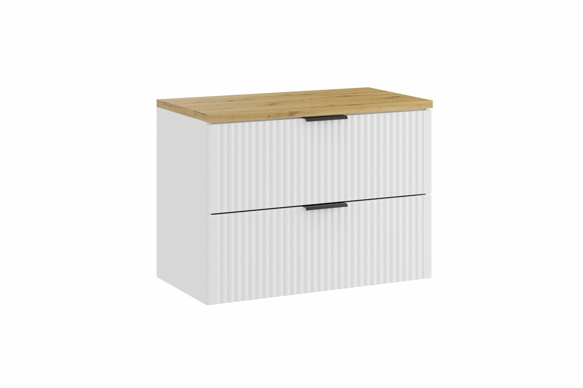 Závěsná skříňka pod umyvadlo Casad s deskou 80 cm bílá/dub artisan