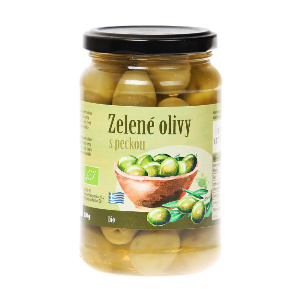 Olivy zelené s kôstkou v náleve 370 g BIO   BIO NEBIO