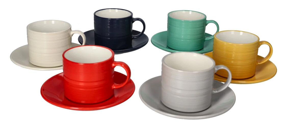 MAKRO - Šálka s podšálkou 200ml, 6ks