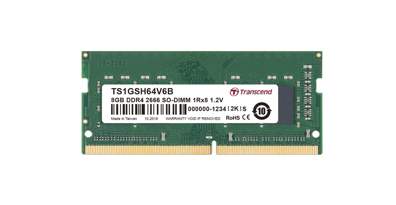 Transcend pamäť 8GB SODIMM DDR4 2666 1Rx8 CL19