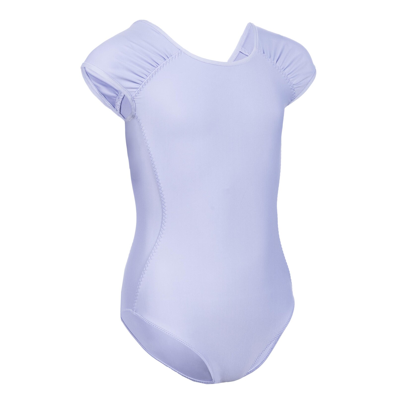 Dievčenský baletný trikot s krátkymi rukávmi fialový