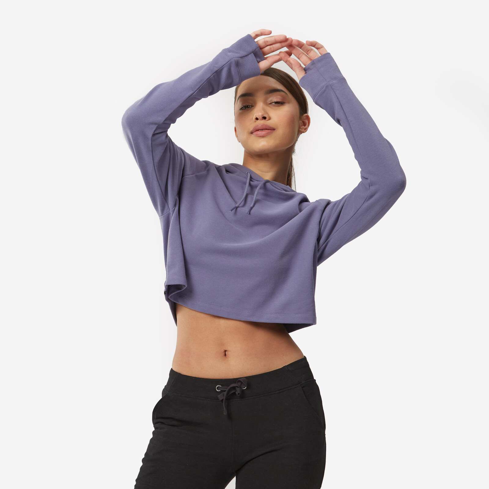 Dámska crop mikina na fitnes 520 modrá