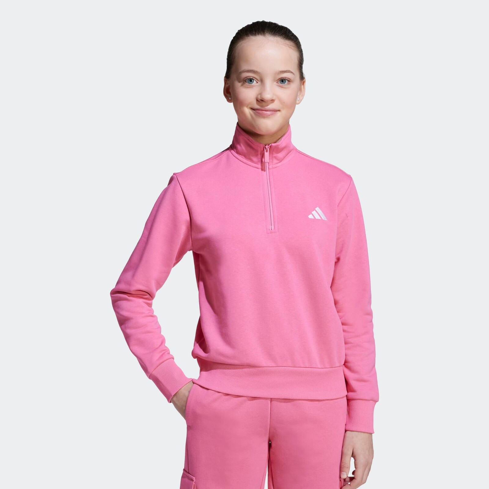 ADIDAS detská mikina s polovičným zipsom ružová