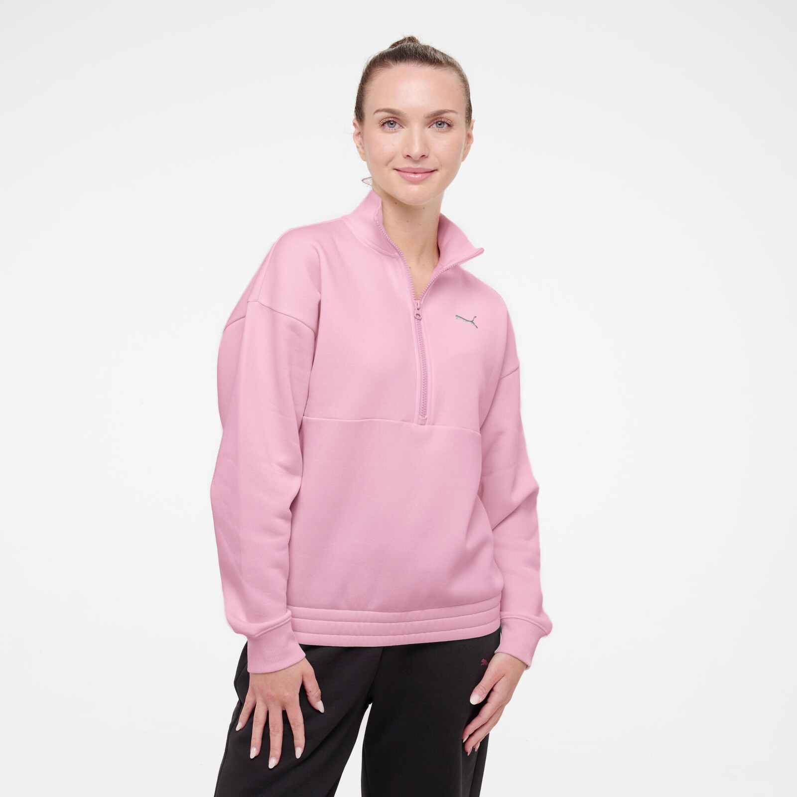Puma dámska bavlnená mikina so zipsom na golieri ružová