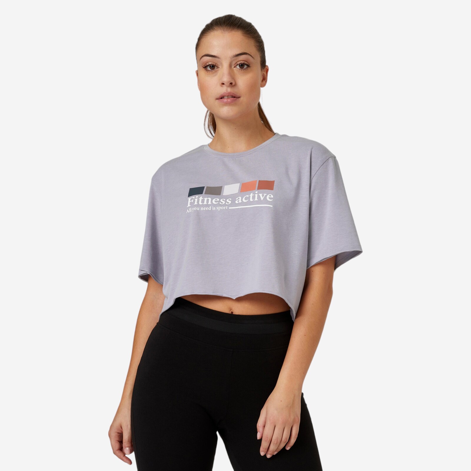 Dámske crop tričko na fitnes- 520 fialové