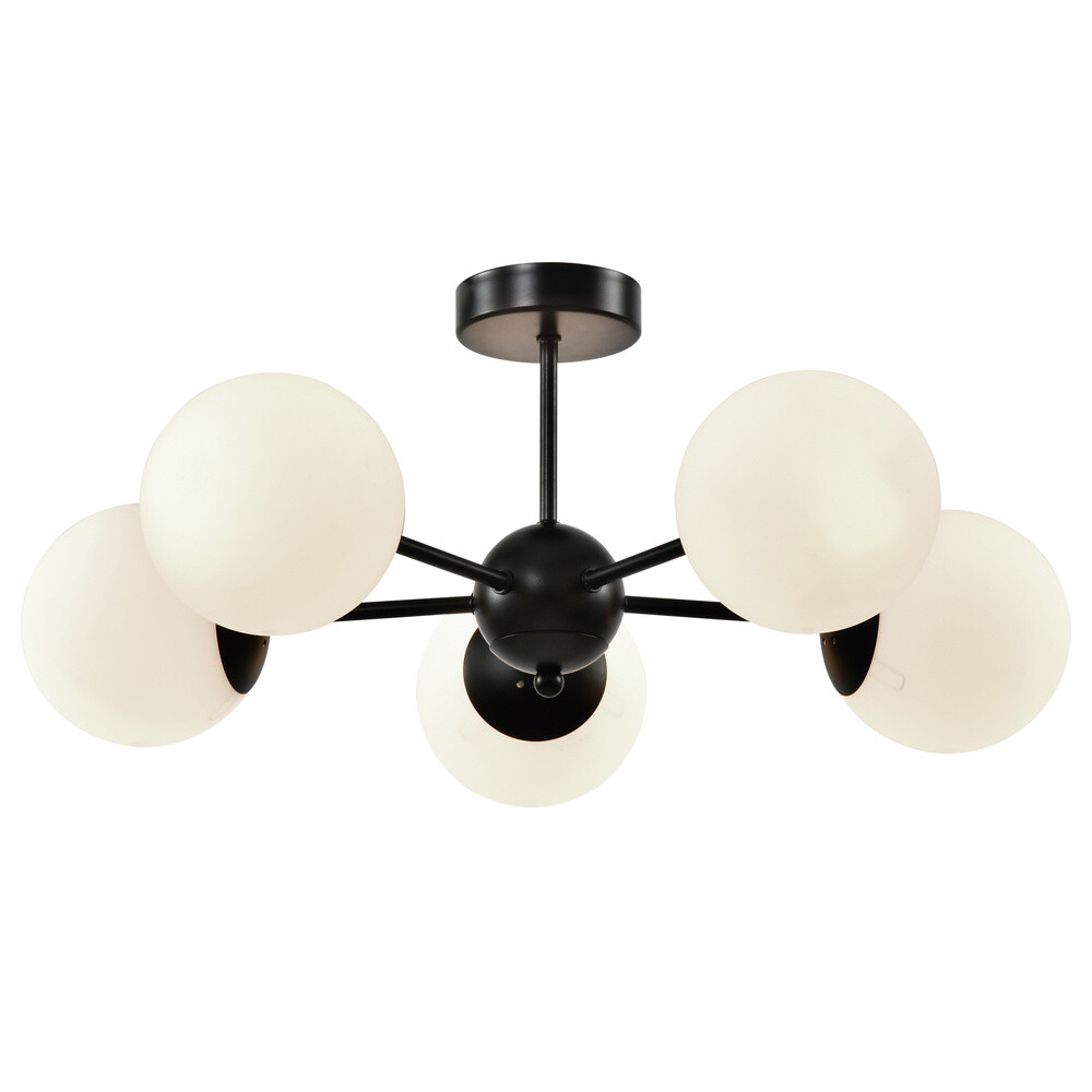 Závesná lampa Calari čierna 5x40W E14 biele tienidlo