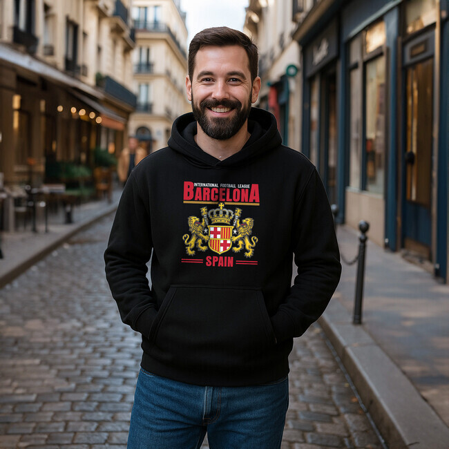 Barcelona 3 grafika pánska mikina čierna - 5XS (116)
