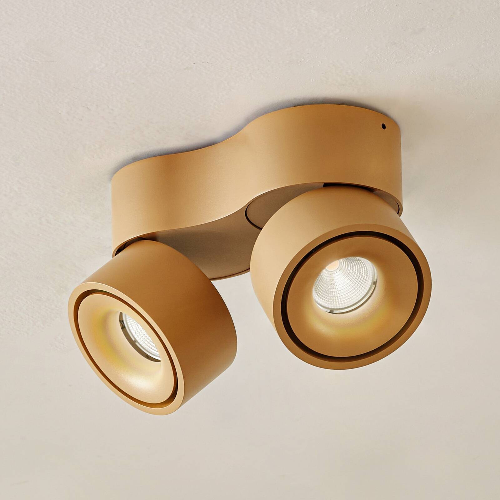 Arcchio LED stropné bodové svetlá Rotari, hnedé, 2-pl. 8,9 W