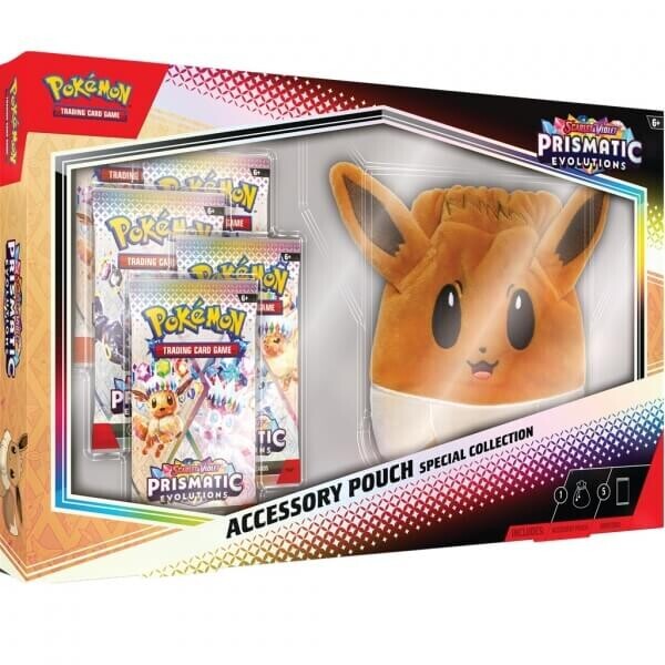 Nintendo Pokémon Prismatic Evolutions Accessory Pouch Special Collection (Eevee vačok + 5x booster)