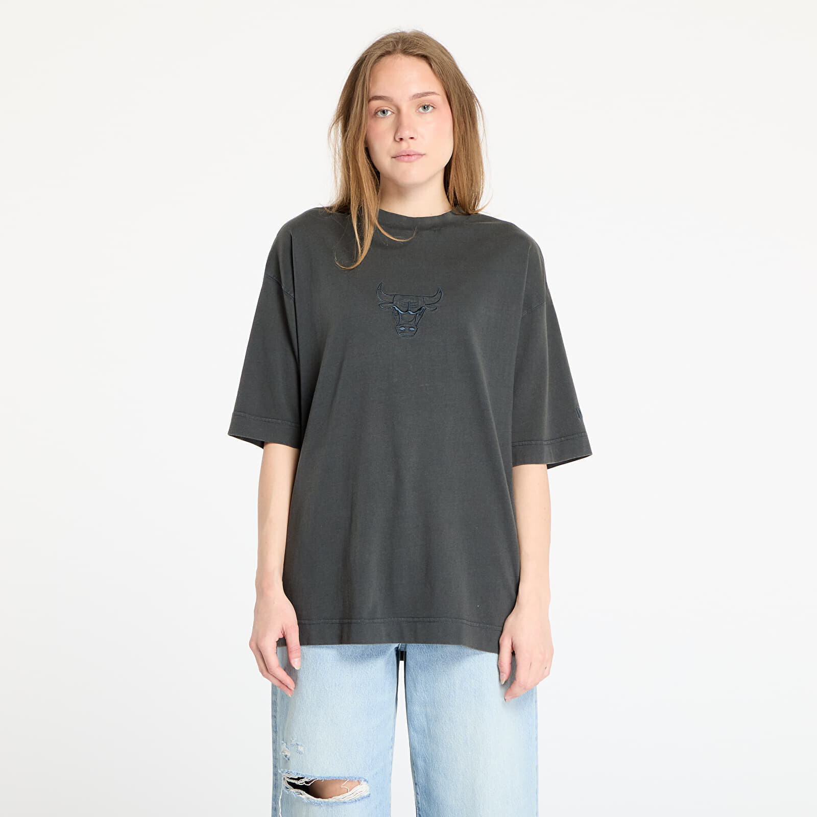 Tričko New Era Chicago Bulls Washed Box Tee UNISEX White Heather Gray S