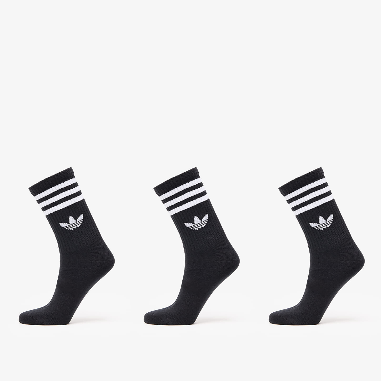 adidas 3 Stripes Crew Sock 3-Pack Black/ Black/ Black XL