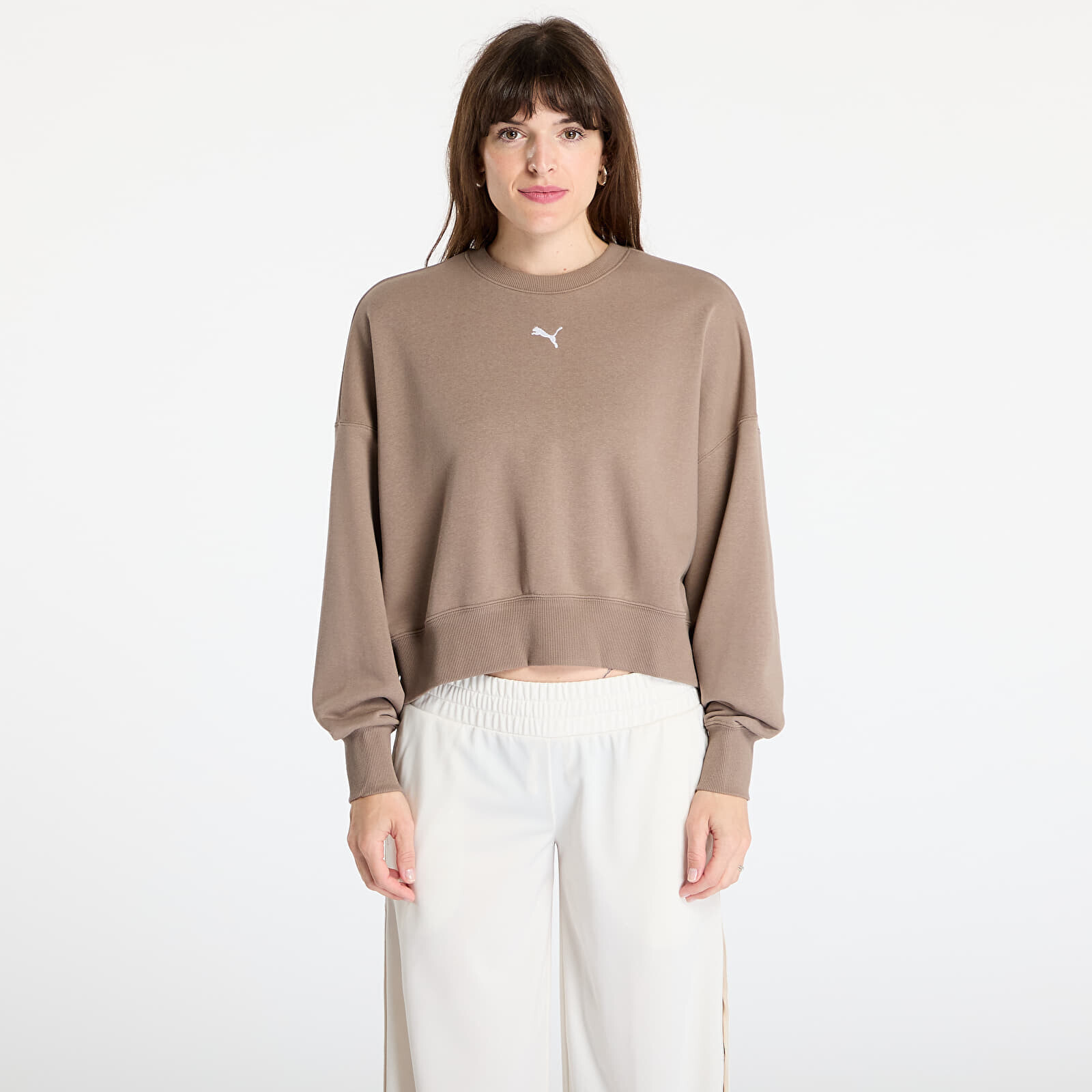 Mikina Puma Wardrobe Essentials Over-Oversized Crew TR Totally Taupe XXS