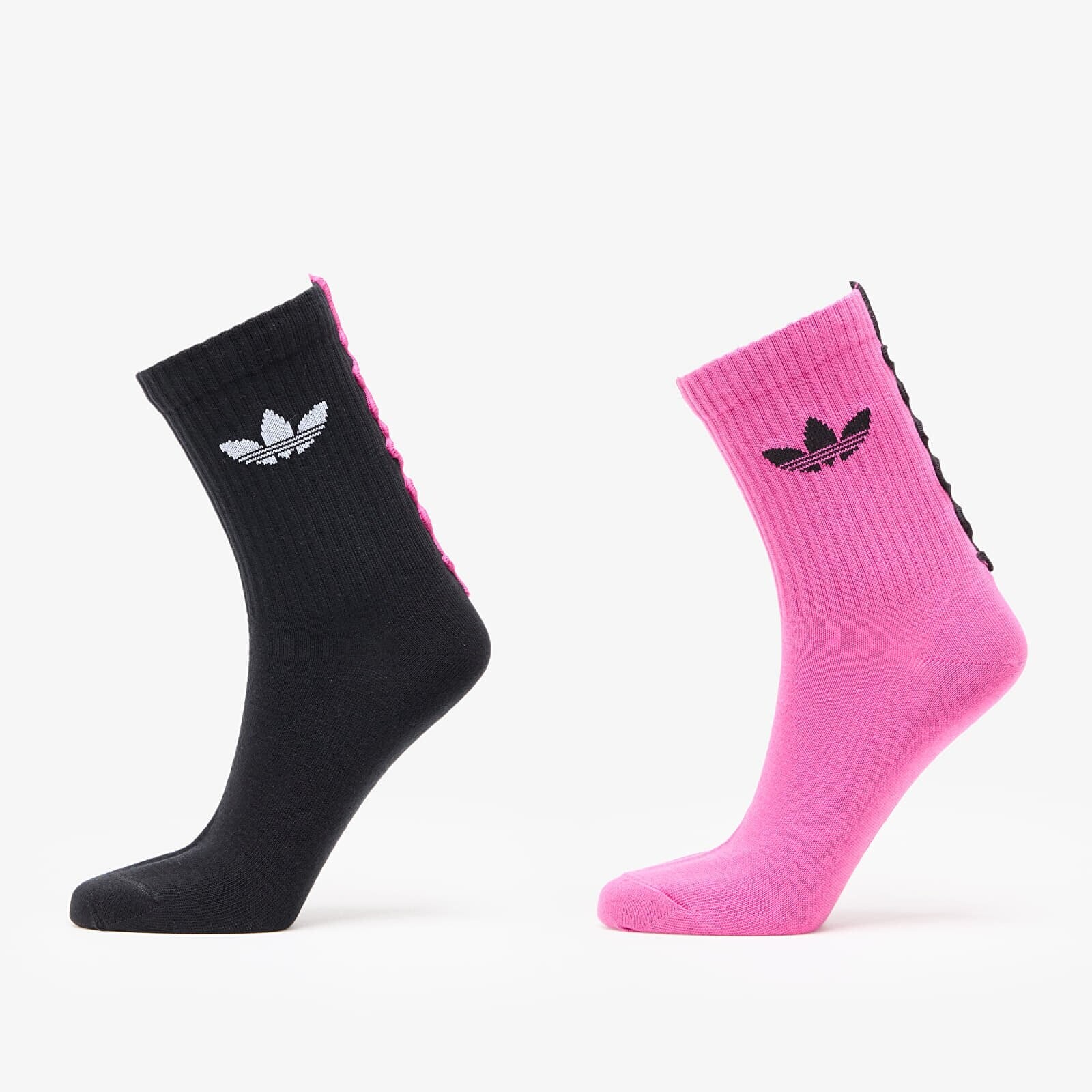 adidas Ruffle Crew Socks 2-Pack Black/ Black S