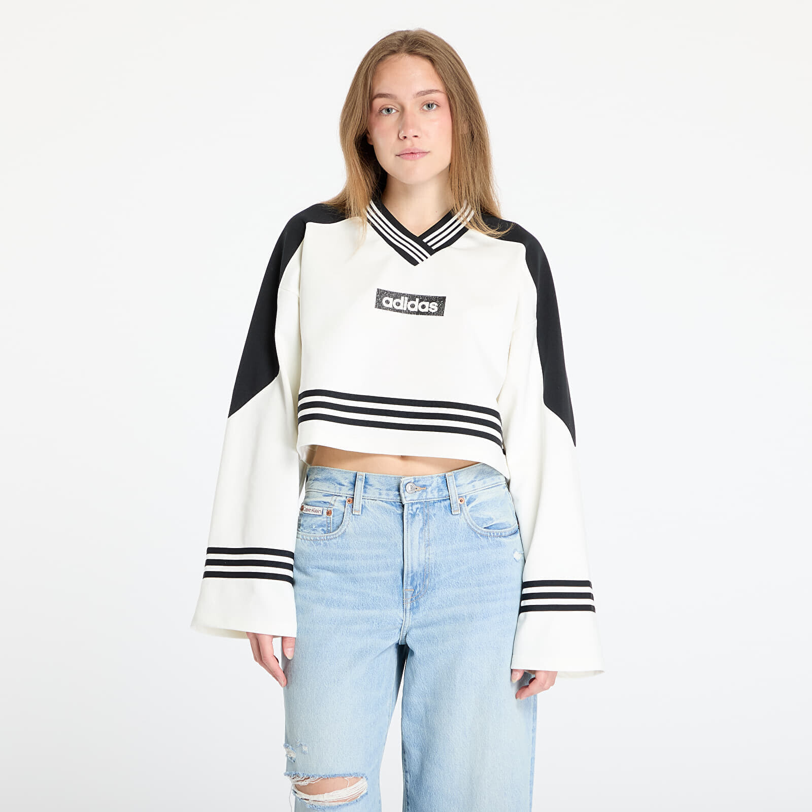 Mikina adidas Blocking Crewneck Sweatshirt Off White/ Black L