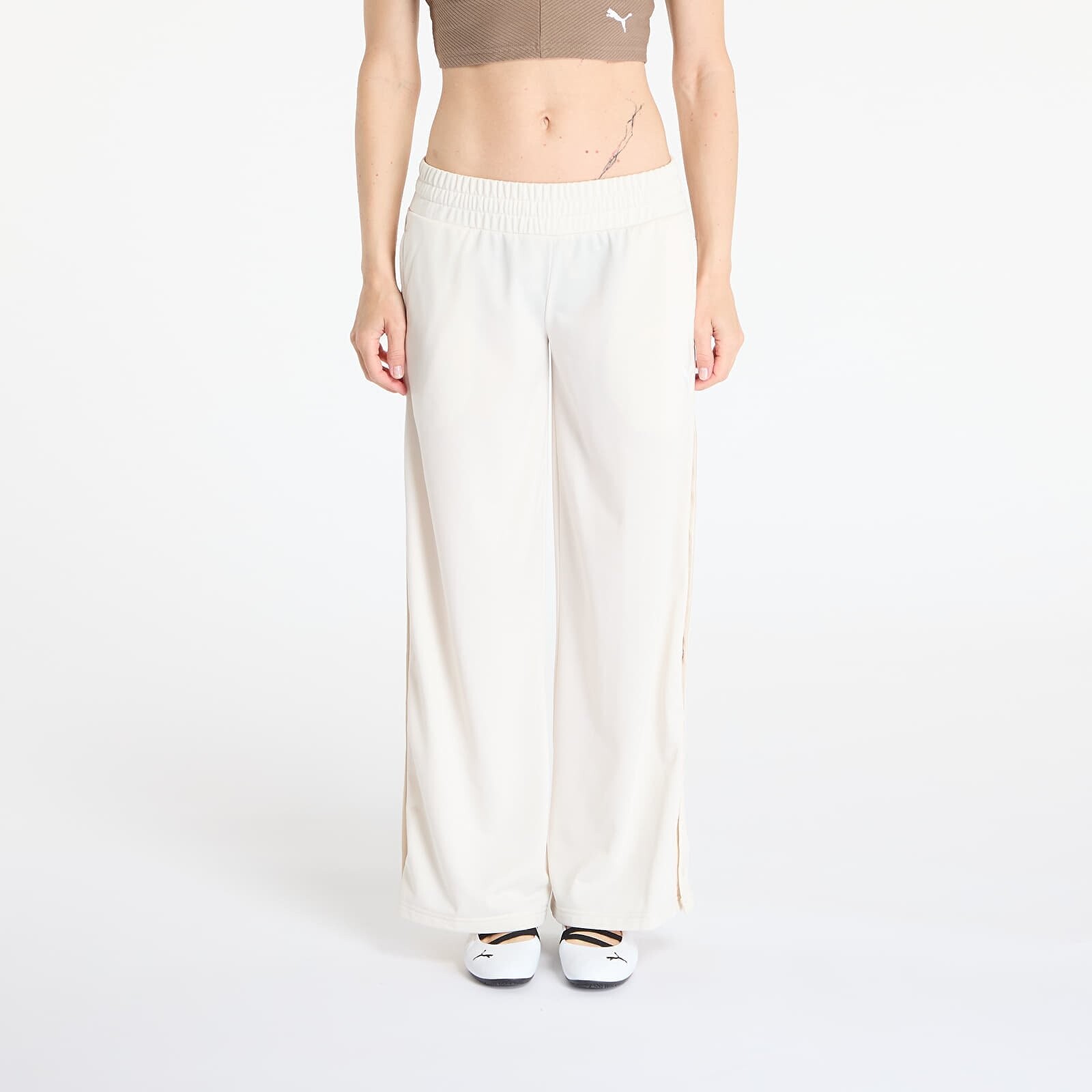 Kalhoty Puma Wardrobe Essentials Low Rise Popper Pants Alpine Snow M