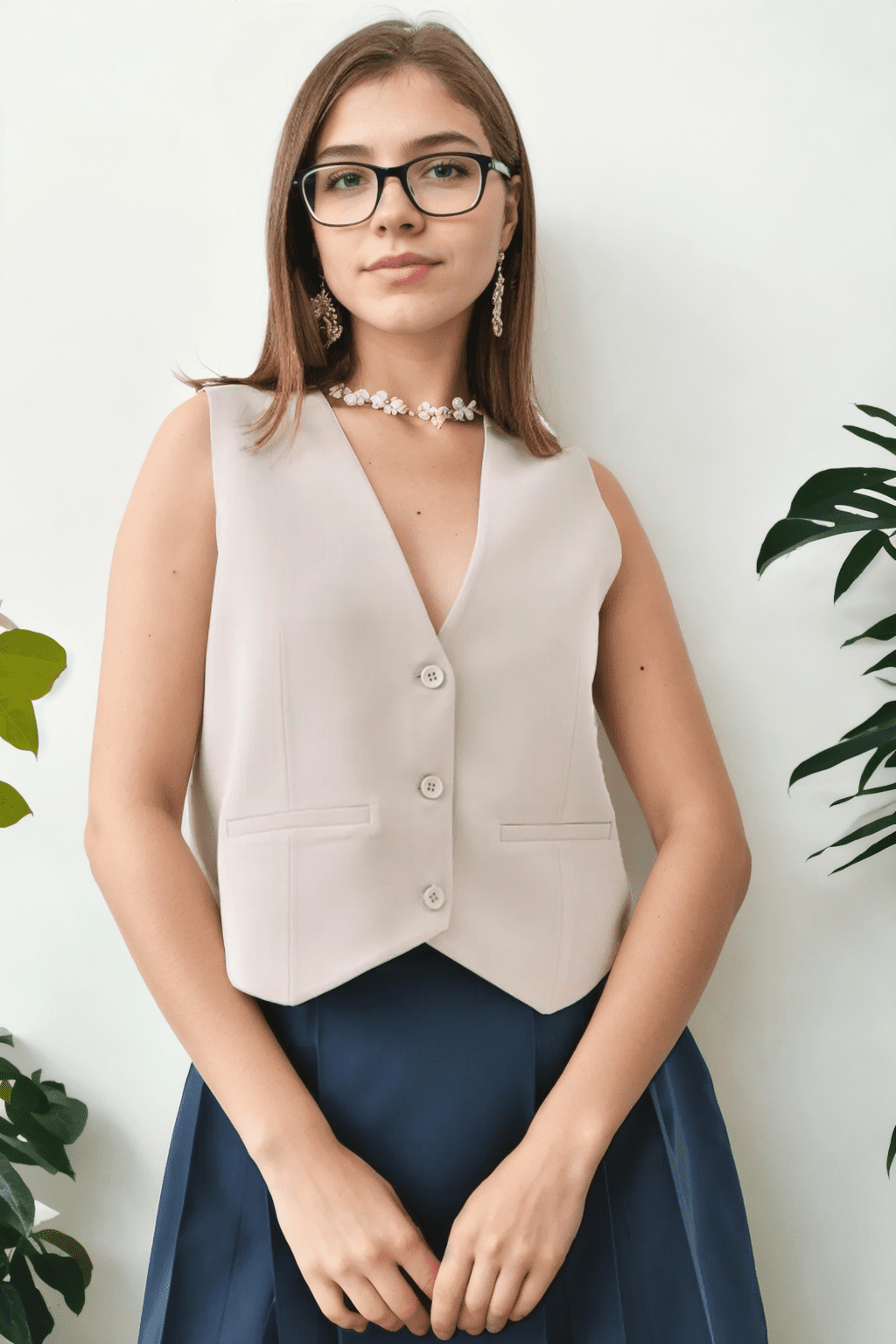 84295 Dewberry Womens Lined Waistcoat with 3-Button Closure-TAŞ