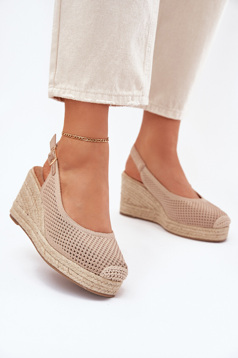 Boto Dámske Sandále Na Klíne S Pleteninou Tmavo Béžové Tulliata