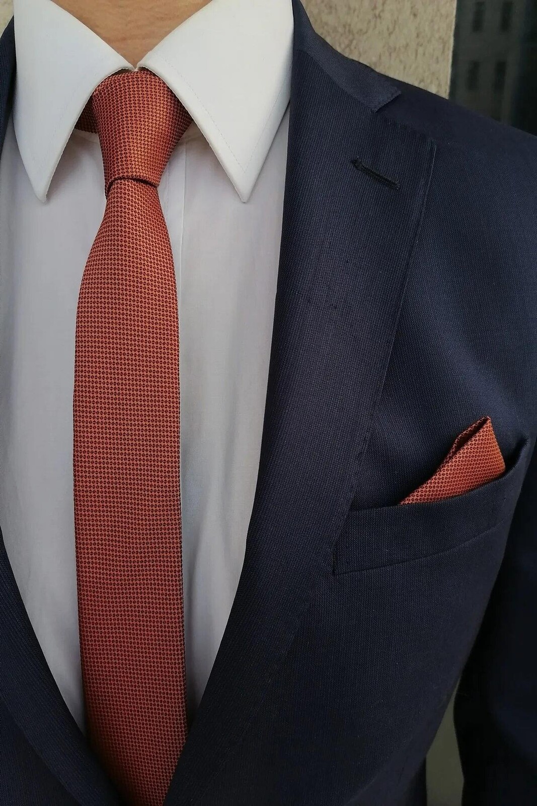 69641 Dewberry Mens Tie and Handkerchief Set-ORANGE
