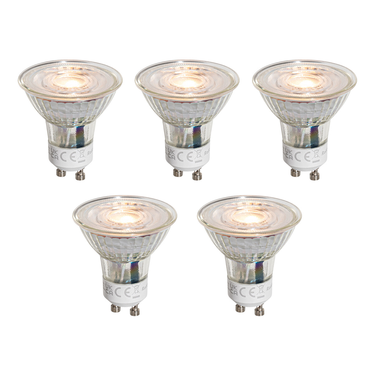Set van 5 GU10 50mm LED lampen helder 3W 250 lm 2200K