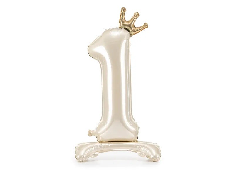 PartyDeco Samostojaci fóliový balón 1 - Satin cream 84 cm