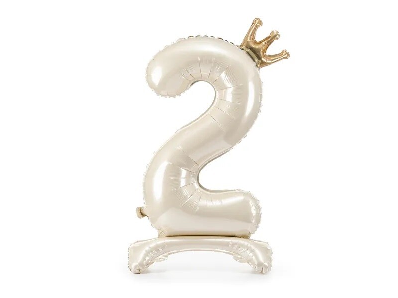 PartyDeco Samostojaci fóliový balón 2 - Satin cream 84 cm