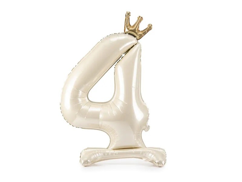 PartyDeco Samostojaci fóliový balón 4 - Satin cream 84 cm