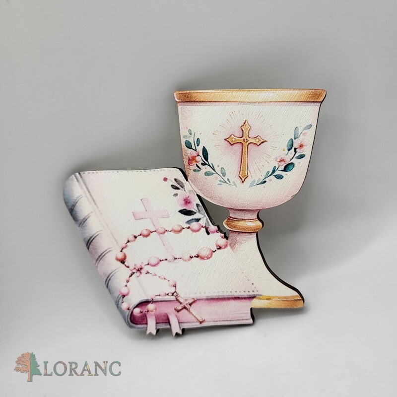 Loranc Magnetka na tortu - Kalich a biblia ružová