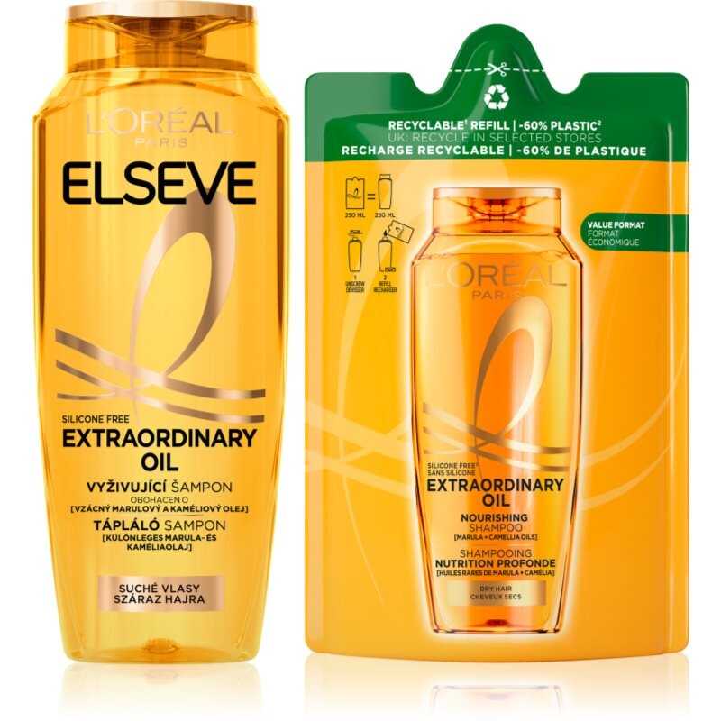 L’Oréal Paris Elseve Extraordinary Oil vyživujúci šampón pre suché vlasy 2 ks