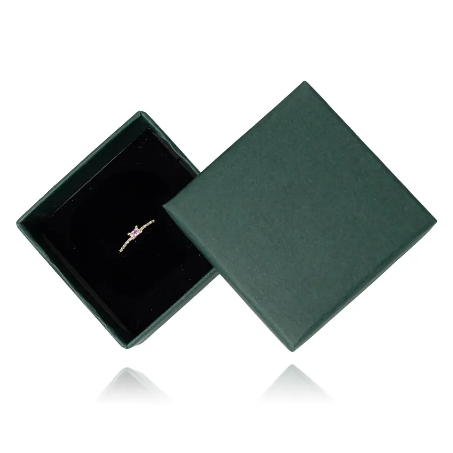 Tmavozelená darčeková krabička na šperky v tvare štvorca
