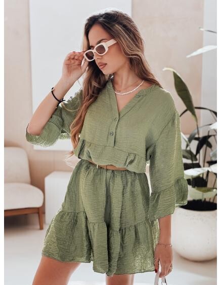 Letné šaty z mušelínu LYVONNE tmavo zelené