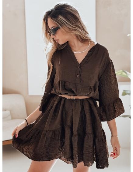 Letné šaty z mušelínu LYVONNE tmavo hnedé