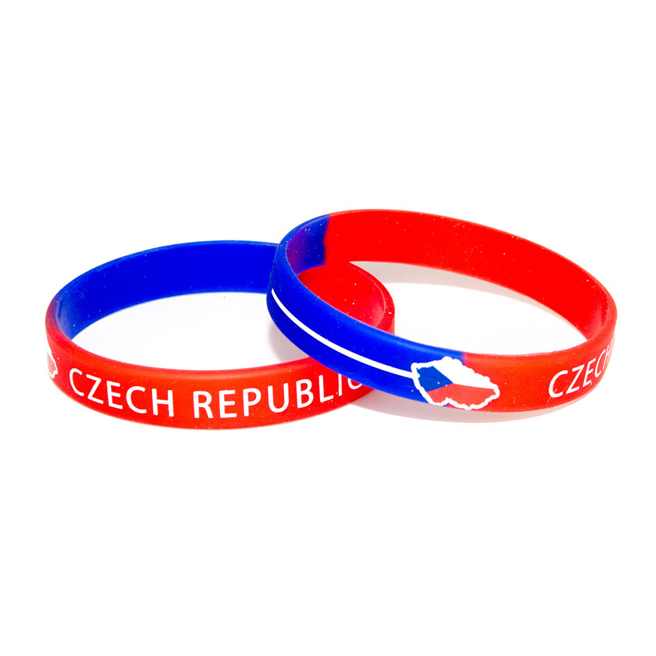 Náramok silikónový s vlajkou Czech Republic - modrý-červený