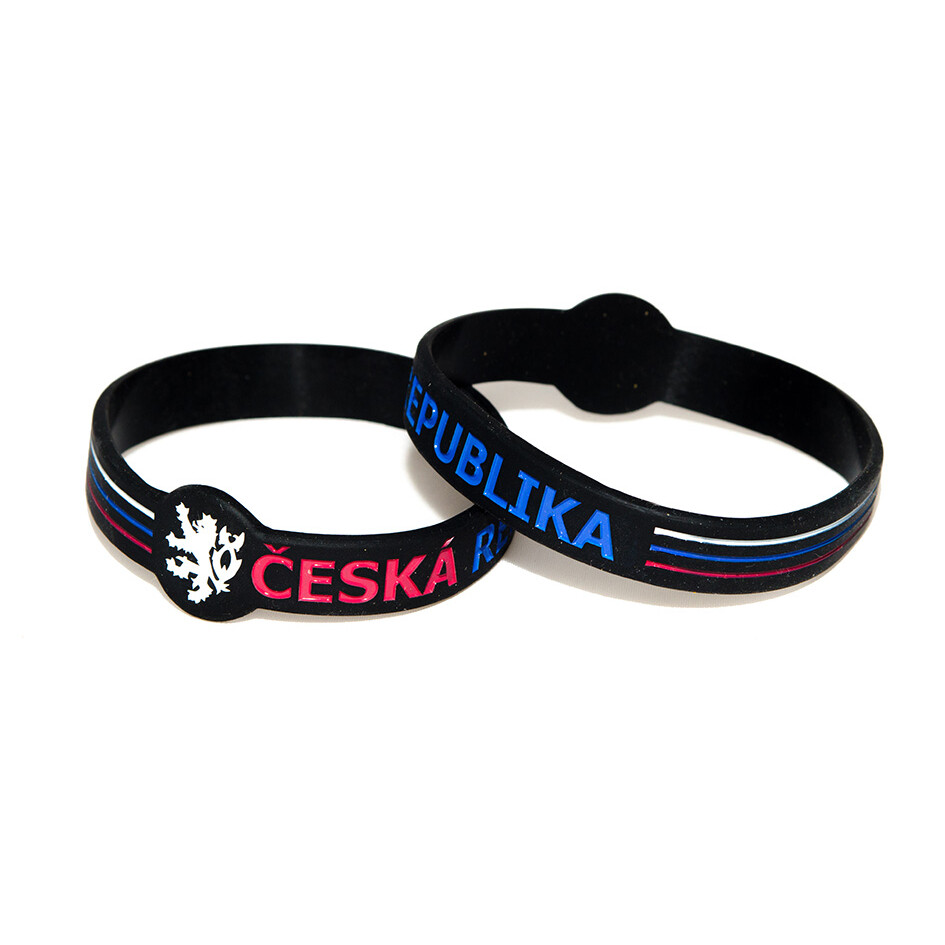 Náramok silikónový Česká republika - čierny