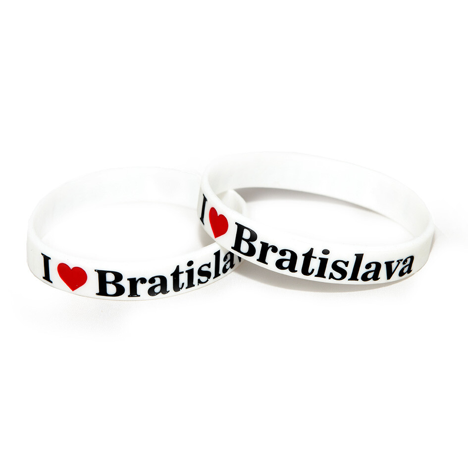 Náramok silikónový I Love Bratislava - biely