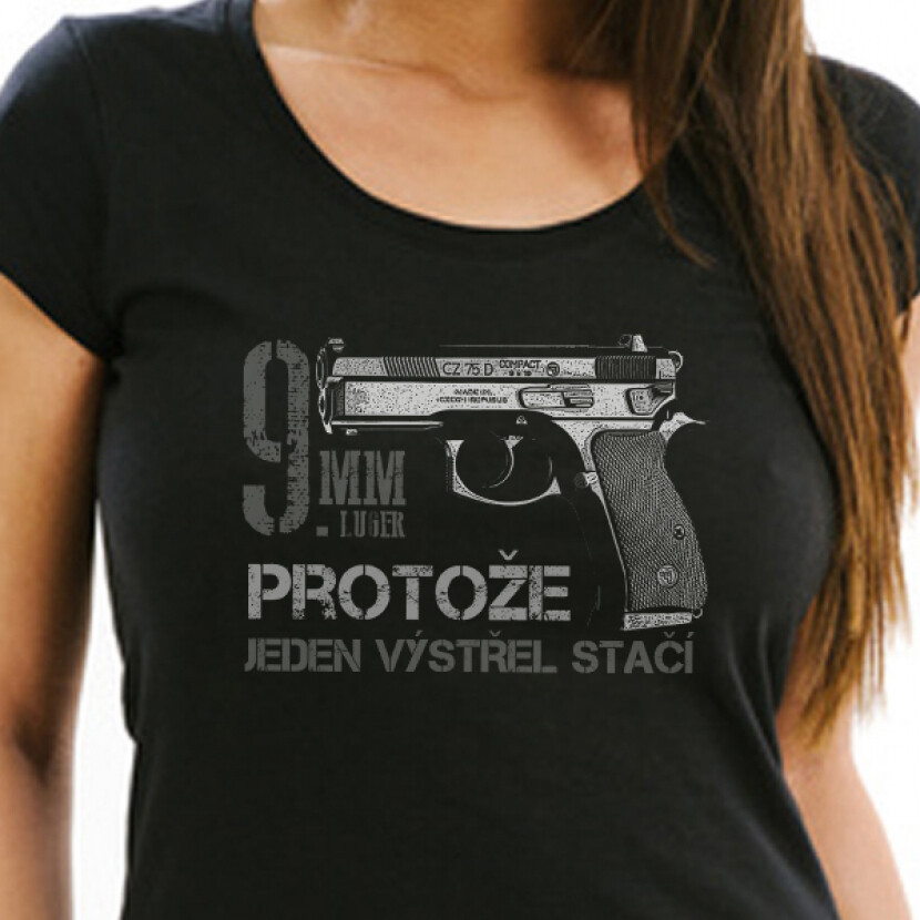 Tričko dámske Striker 9MM Luger ČZ 75 Compact - čierne, M
