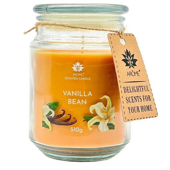 Arome Candle 510 g, v skle, Vanilkové zrnko