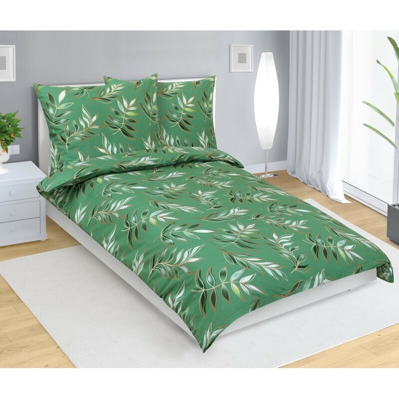 Bellatex Obliečky bavlnené List zelená, 140 x 200 cm, 70 x 90 cm