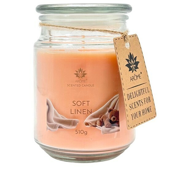 Sviečka Arome 510 g, v skle, Soft Linen