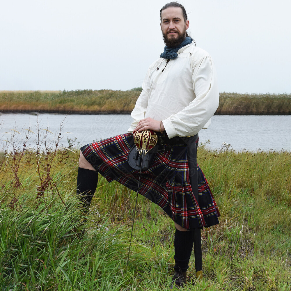 Škótsky kilt Yard Kilt 8 Yard Kilt Black Stewart - červený-čierny, S