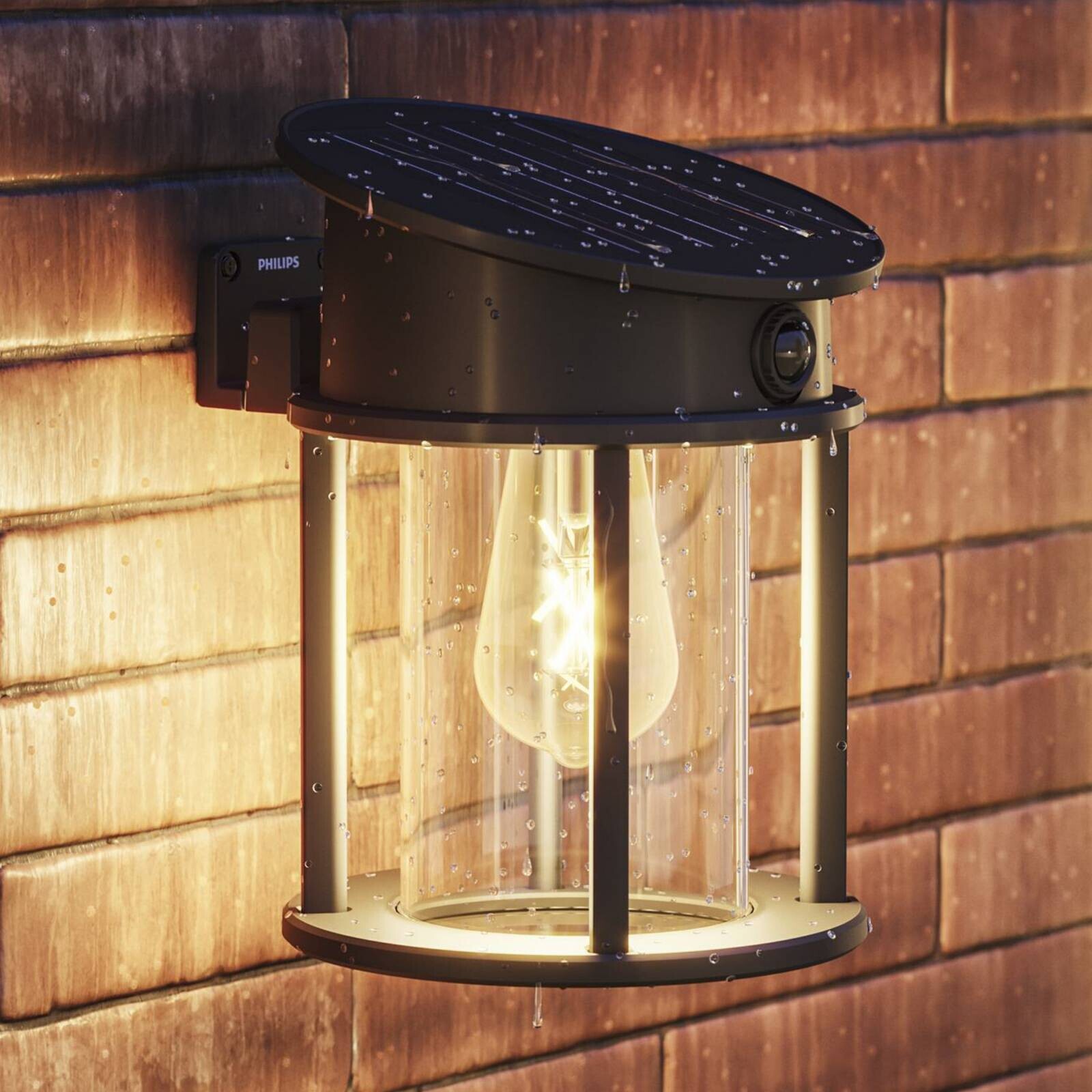 Philips LED solárne vonkajšie nástenné svietidlo Geri UE senzor, okrúhle, IP44