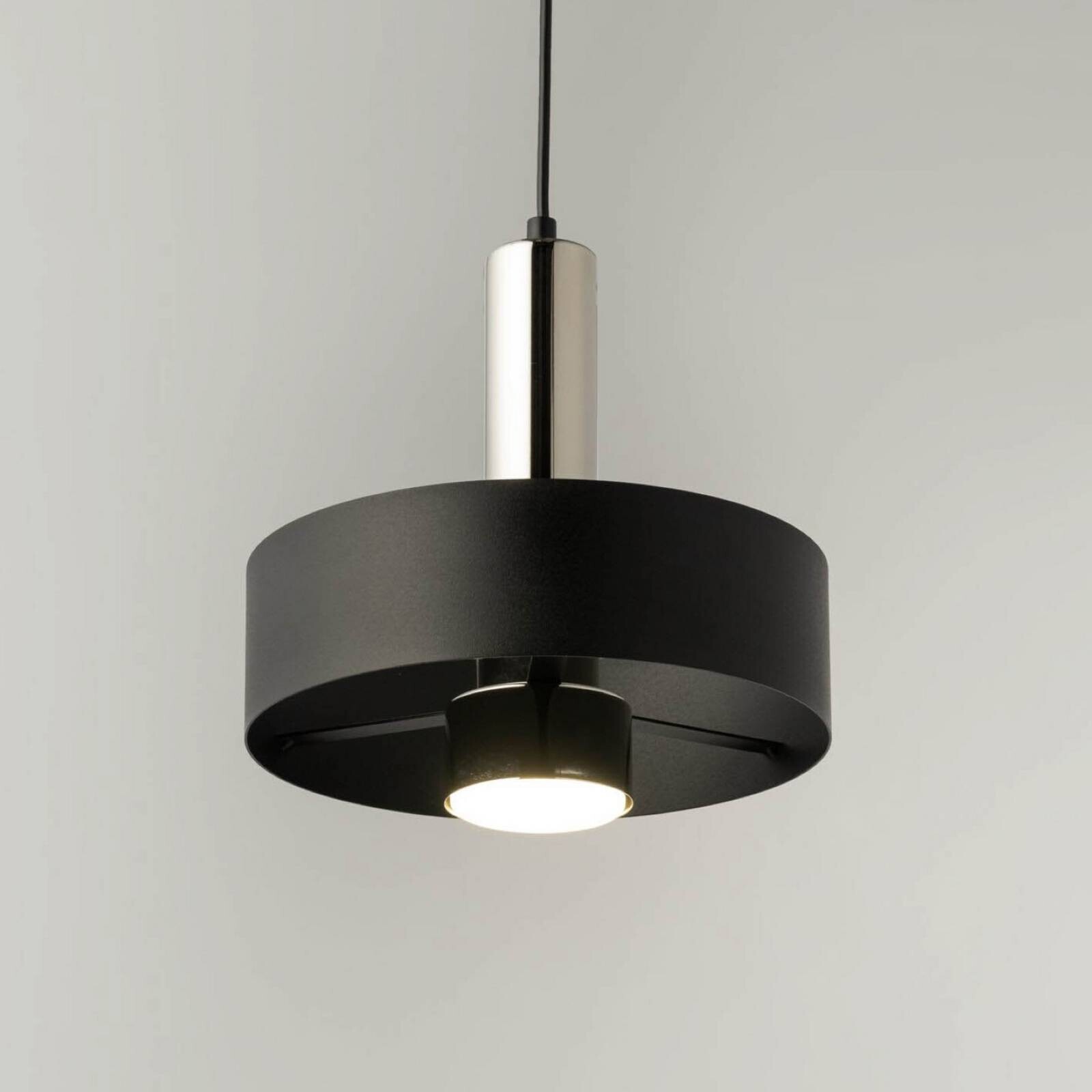 Závesné svietidlo Rif Lux, čierna/strieborná, Ø 25 cm, oceľ