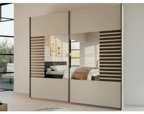 Šatníková skriňa so zrkadlom Barea, 226 cm, béžová/dub atlantic%