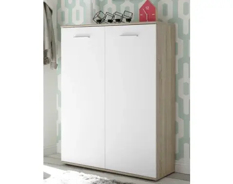 Skrinka s policami/botník Manolo 90 cm, dub sonoma/biela%