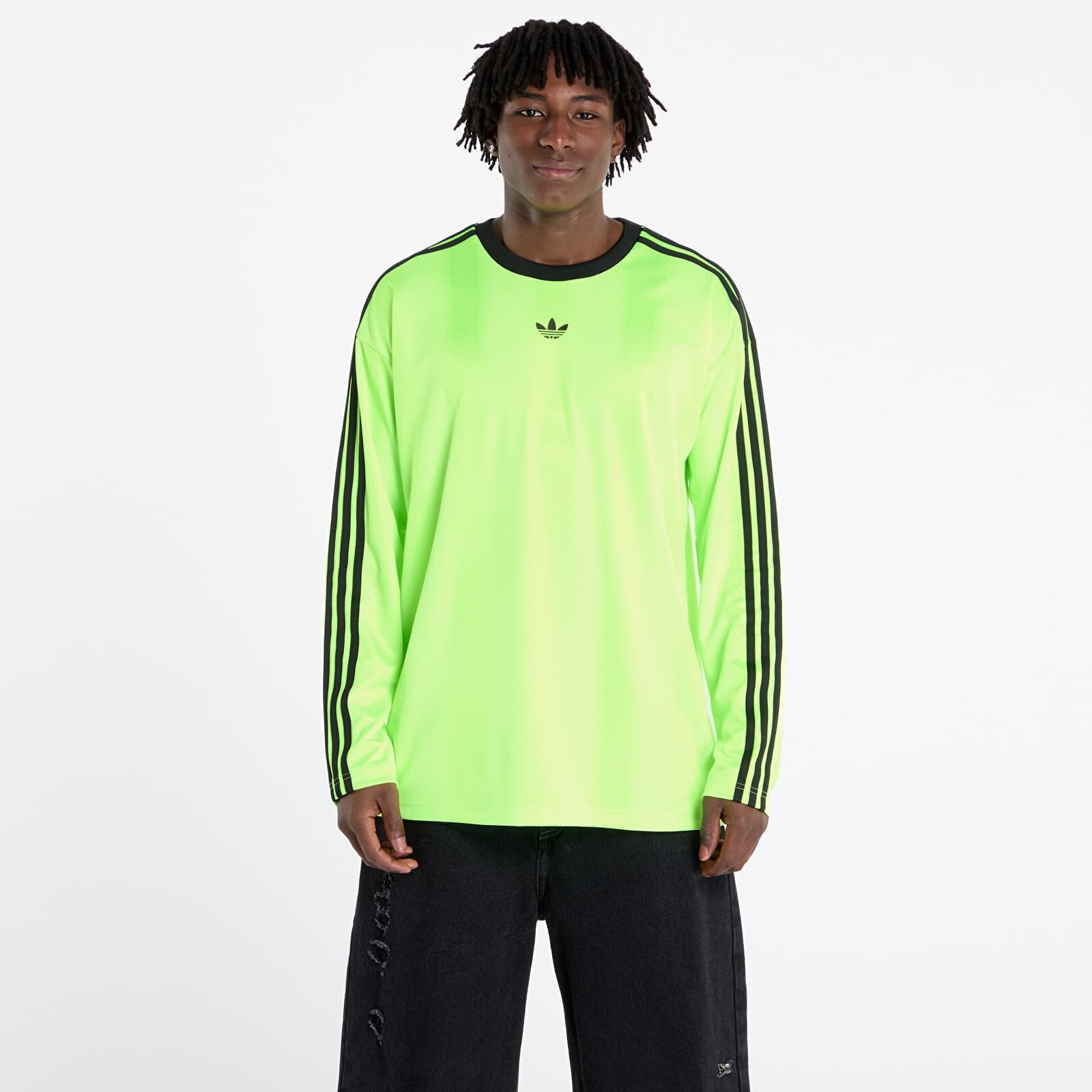 Dres adidas Jacquard Jersey Long Sleeve Tee Neon Green/ Black L