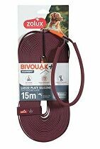 Vodítko pes BIVOUAK ploché,silik.15mm/15m červenáZolux VÝPREDAJ