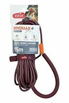 Vodítko pes BIVOUAK kulaté,silik.6mm/15m červená Zolux VÝPREDAJ