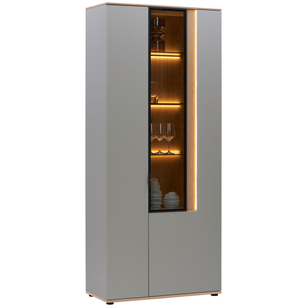 Dieter Knoll VITRÍNA, sivá, farba duba, 93,2/213,1/42 cm