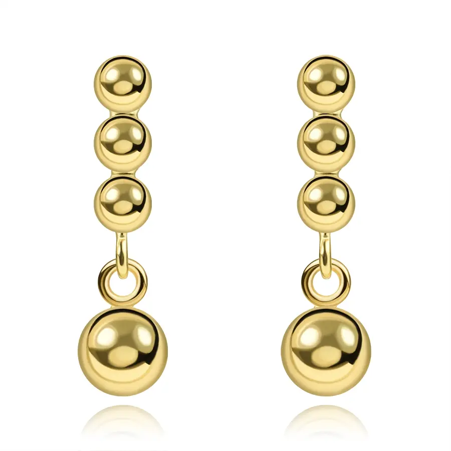 Zlaté napichovacie náušnice zo 14K zlata s radom guľôčok